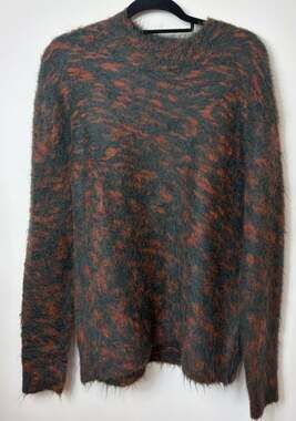 ACNE STUDIOS CREW NECK SWEATER MEN'S SIZE SMALL FOREST GREEN ORANGE WOOL BLEND
